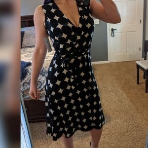 NWT Blue polka dot Leota Aneeka Knit Faux Wrap Dress - 50s style size S